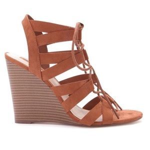 Forever21 Tan Faux Suede Strappy Wedges